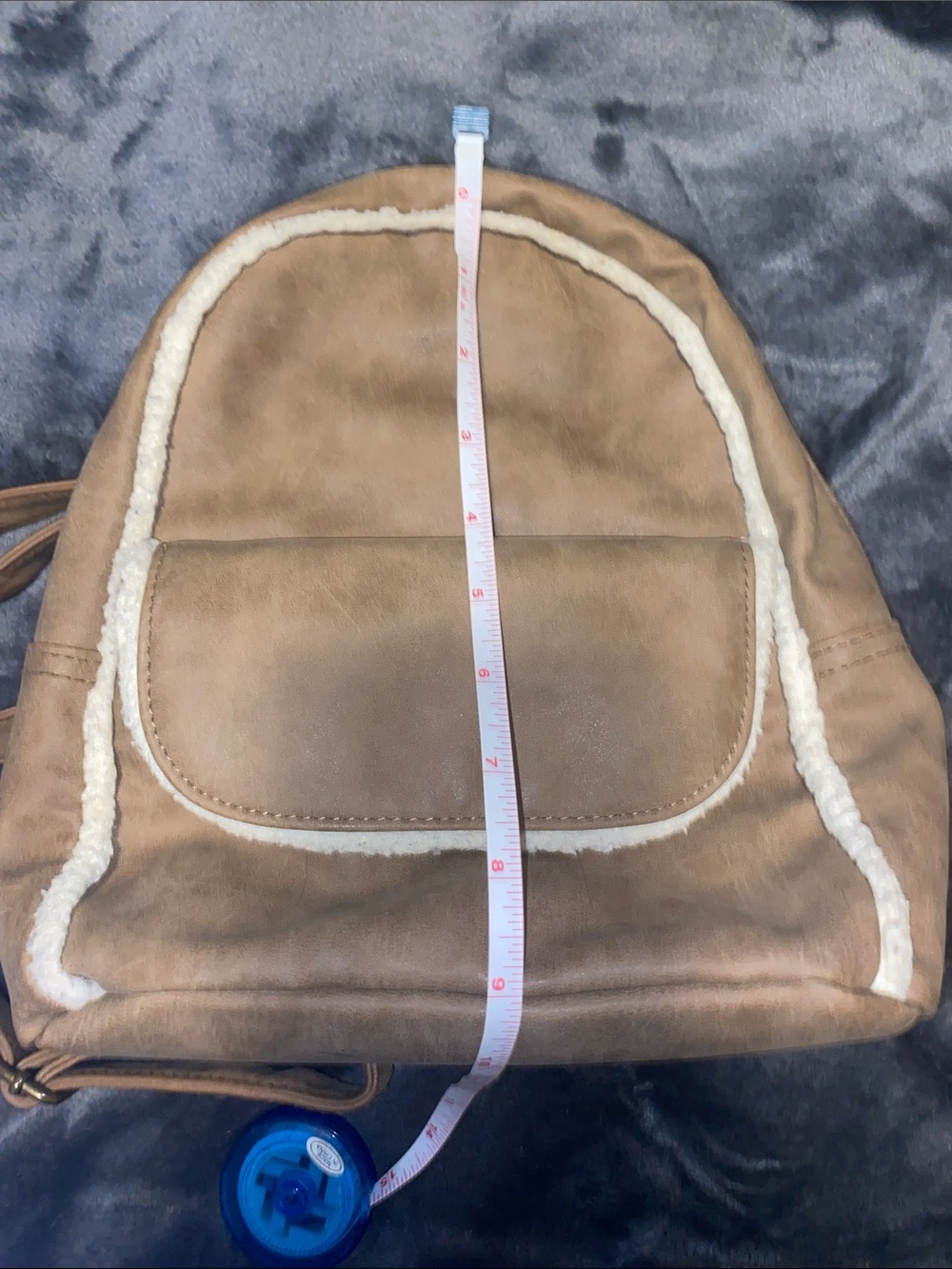 Shearling-Trim Tan Mini Backpack - Picture 13 of 13